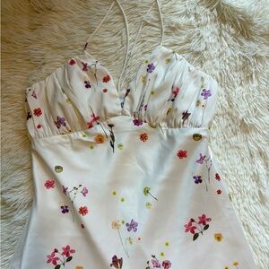 Princess Polly Lyrical White Satin Floral Dress US Size 2